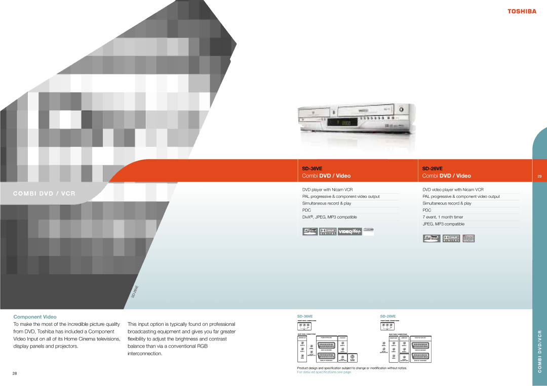 Toshiba CPBRO2005Eu brochure Combi DVD / VCR, Combi DVD / Video, Component Video 