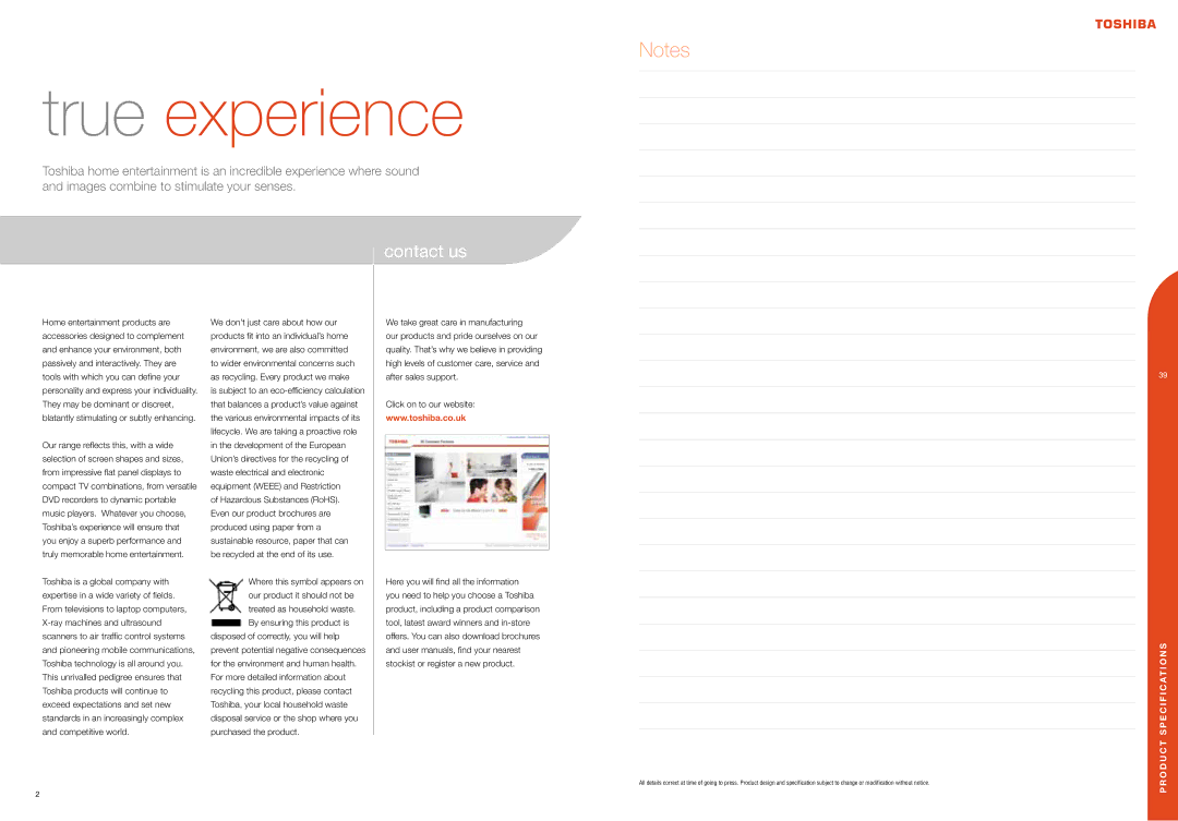 Toshiba CPBRO2005Eu brochure True experience 