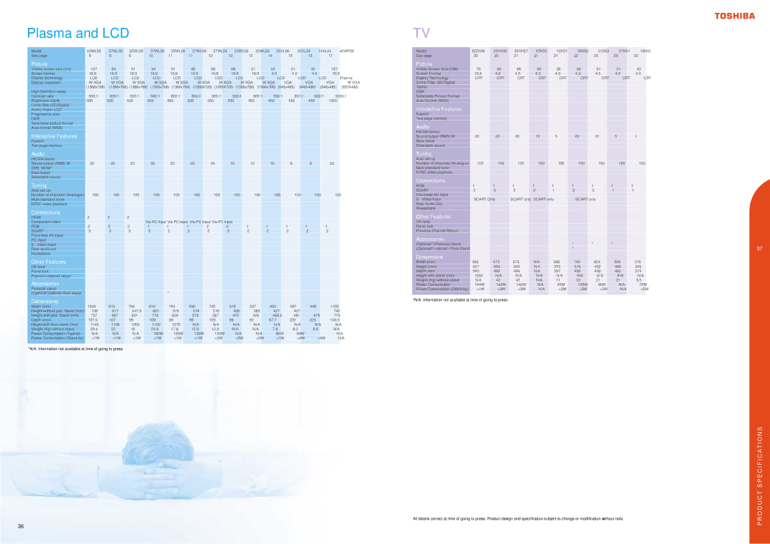 Toshiba CPBRO2005Eu brochure Plasma and LCD 