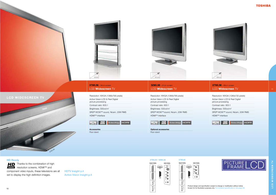 Toshiba CPBRO2005Eu brochure HD Ready, 37WL56 / 32WL56 