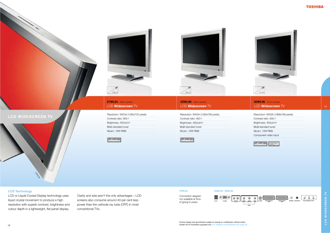 Toshiba CPBRO2005Eu brochure LCD Technology, 27WL54 