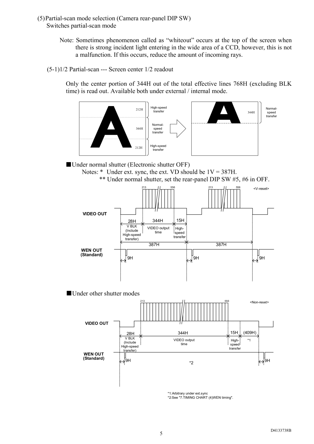 Toshiba CS3950D specifications Under other shutter modes 