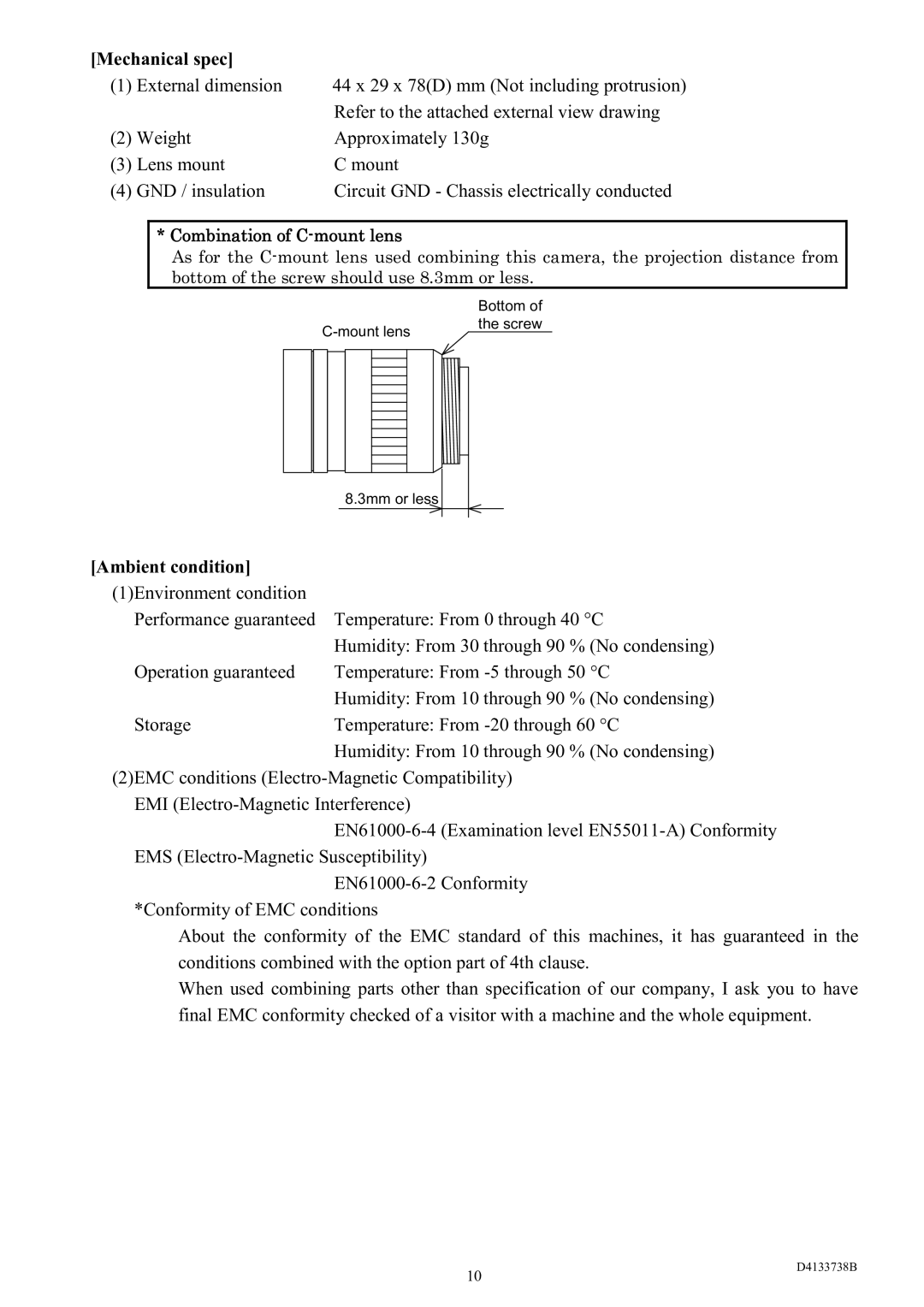 Toshiba CS3950D specifications Mechanical spec External dimension, Refer to the attached external view drawing 