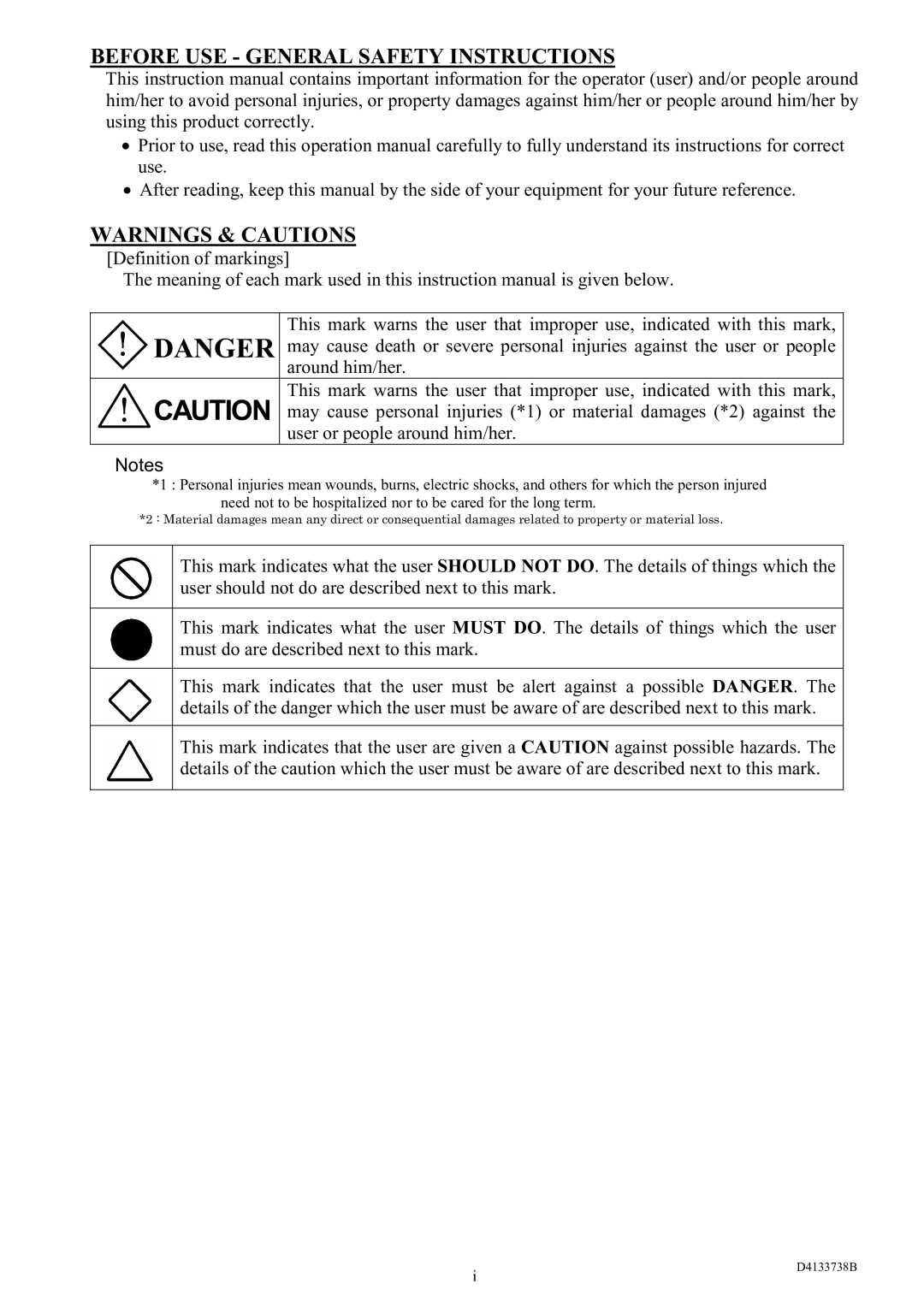 Toshiba CS3950D specifications Before USE General Safety Instructions 