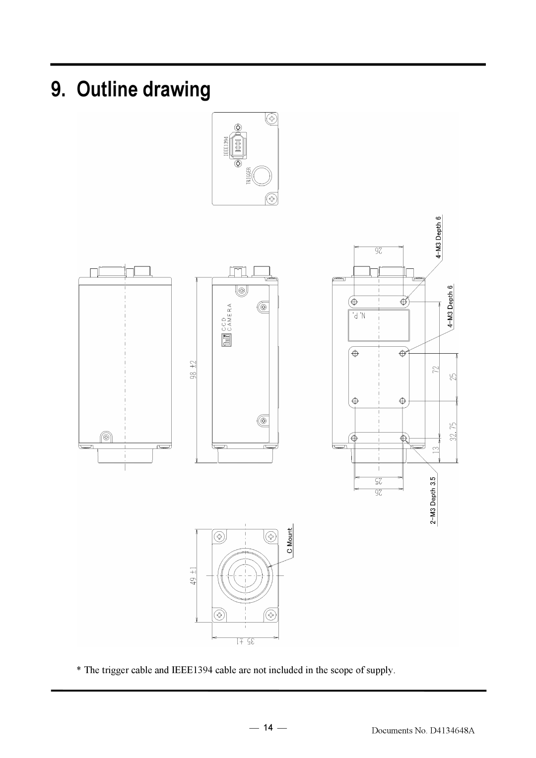 Toshiba CS3950DIF manual Outline drawing 