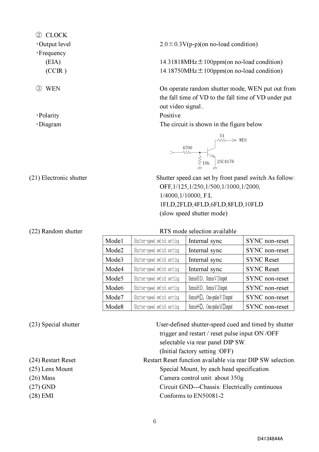 Toshiba CS4000B Series, CS4000BC Series specifications ② Clock, ③ WEN, 1FLD,2FLD,4FLD,6FLD,8FLD,10FLD 