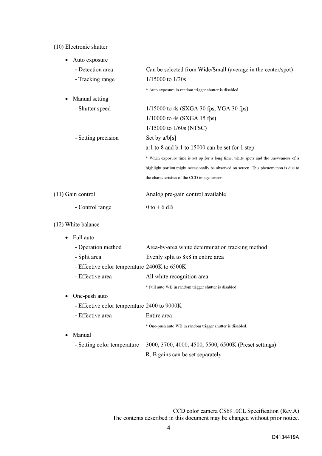 Toshiba CS6910CL specifications Entire area 