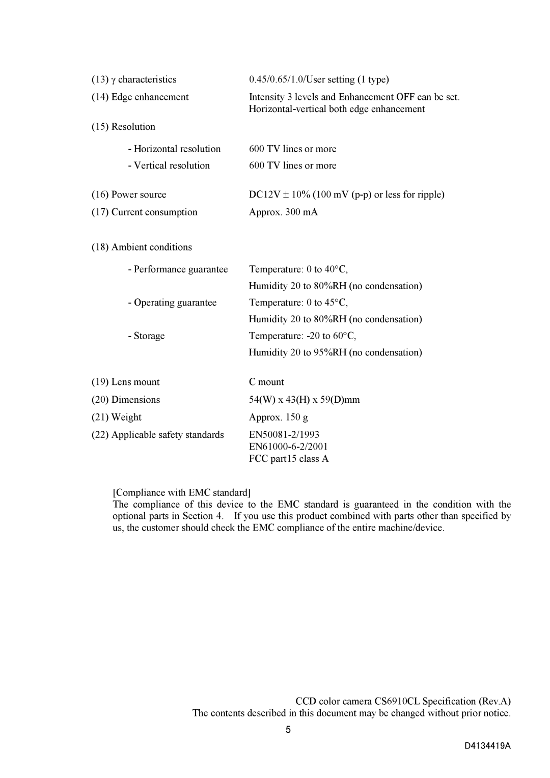 Toshiba CS6910CL specifications Horizontal-vertical both edge enhancement 