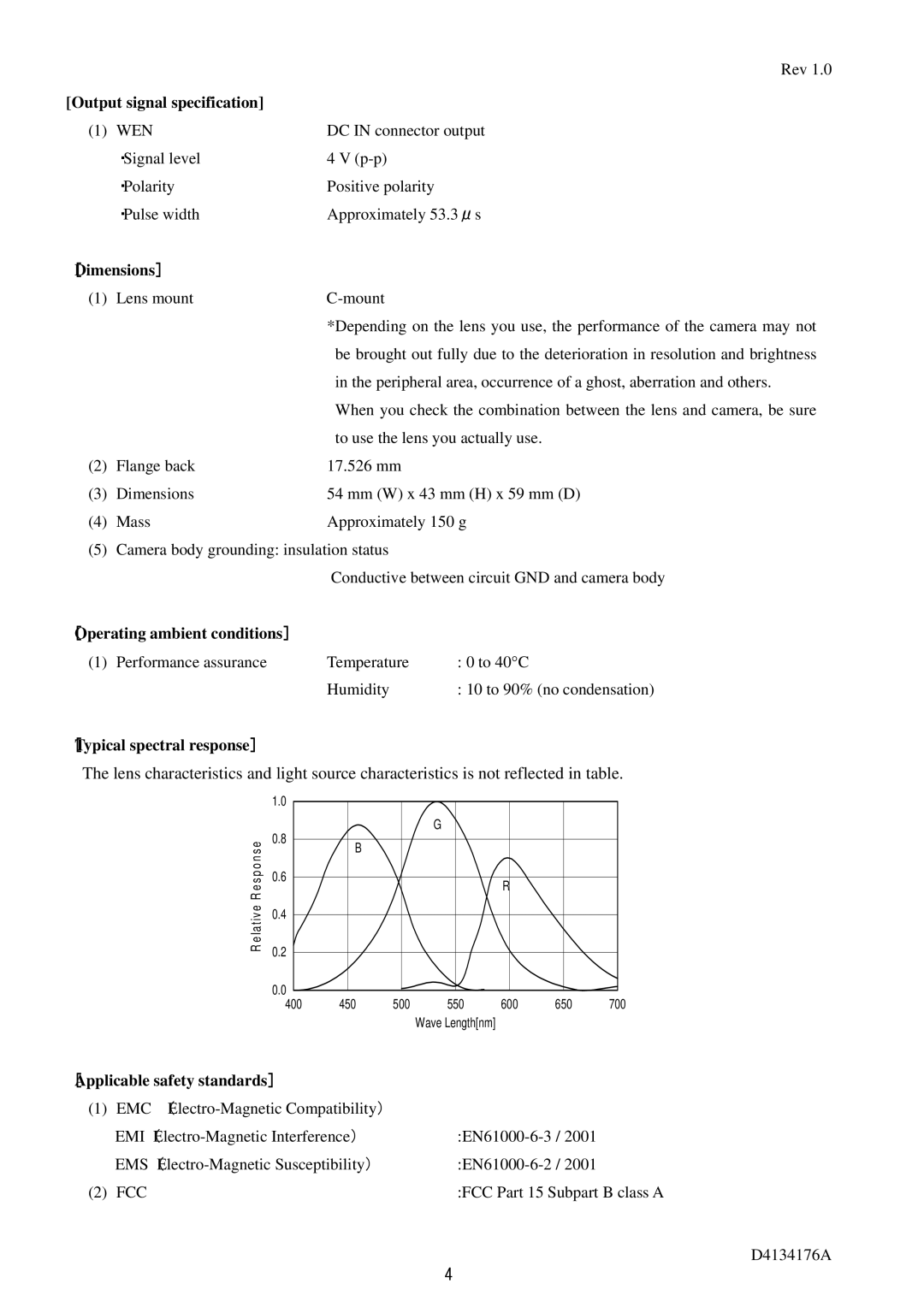 Toshiba CS6940CL Output signal specification, ［Dimensions ］, ［Operating ambient conditions ］, ［Typical spectral response］ 