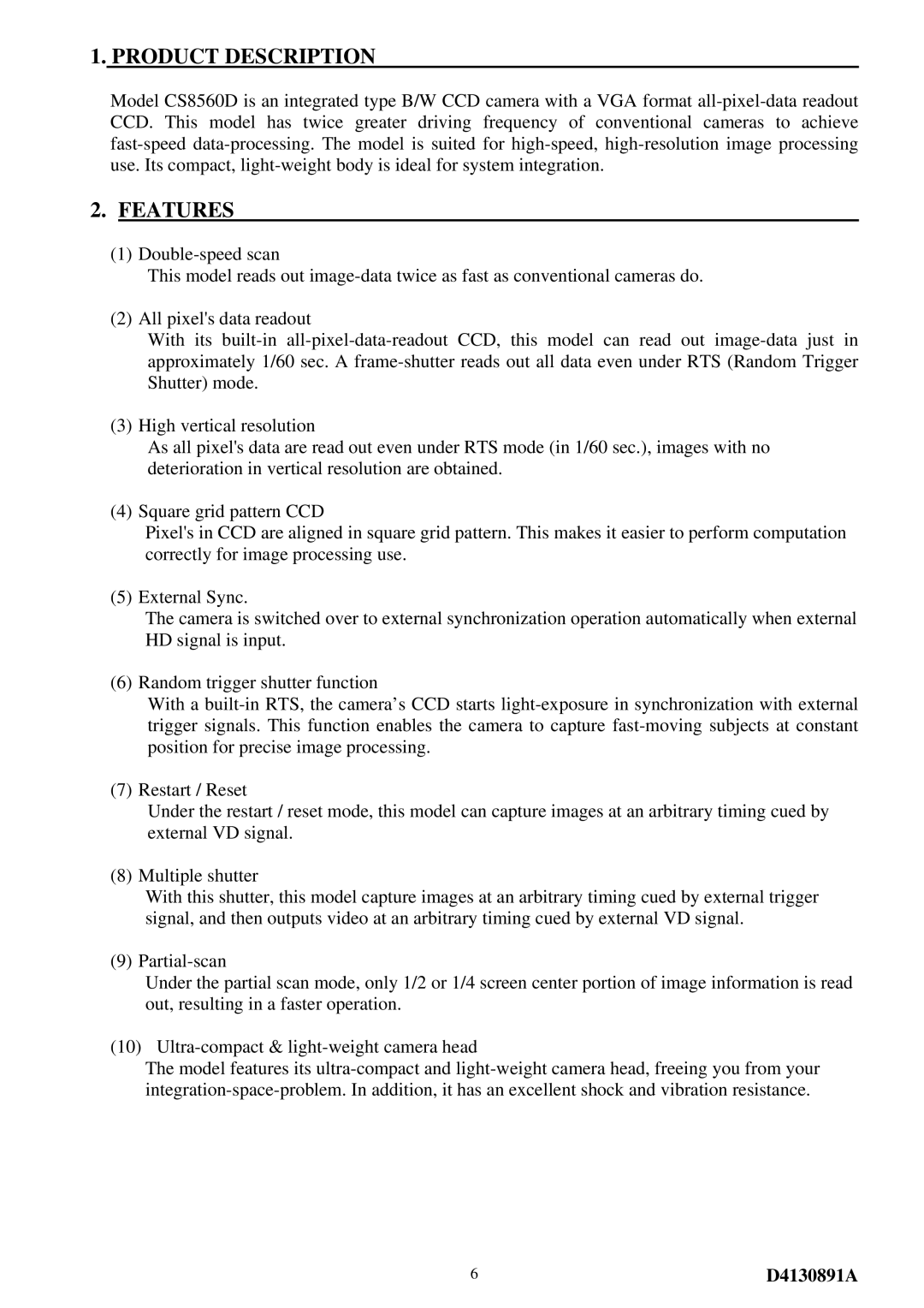 Toshiba CS8560D specifications Product Description 