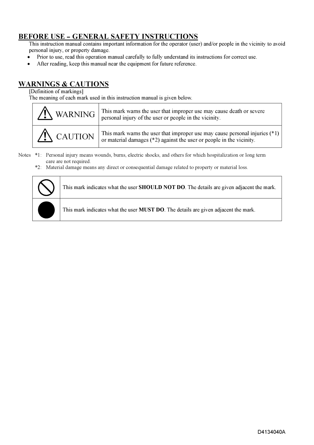 Toshiba CSB1100CL-10 specifications Before USE General Safety Instructions 