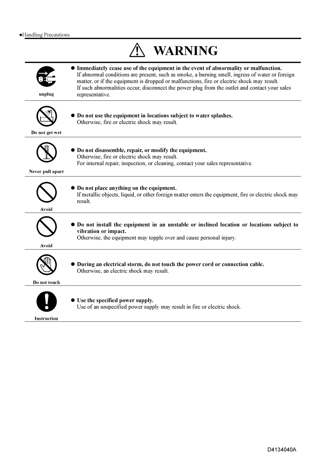 Toshiba CSB1100CL-10 specifications 3Handling Precautions 