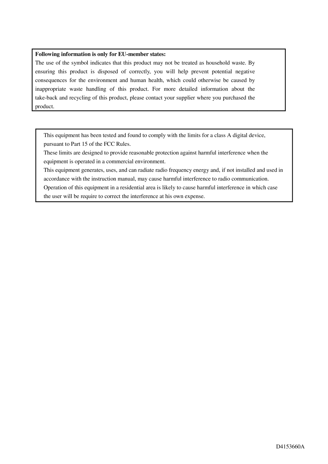 Toshiba CSGX36BC3, CSGS15BC23, CSGS20BC2, CSGV90BC3, CSGU15BC18 Following information is only for EU-member states 