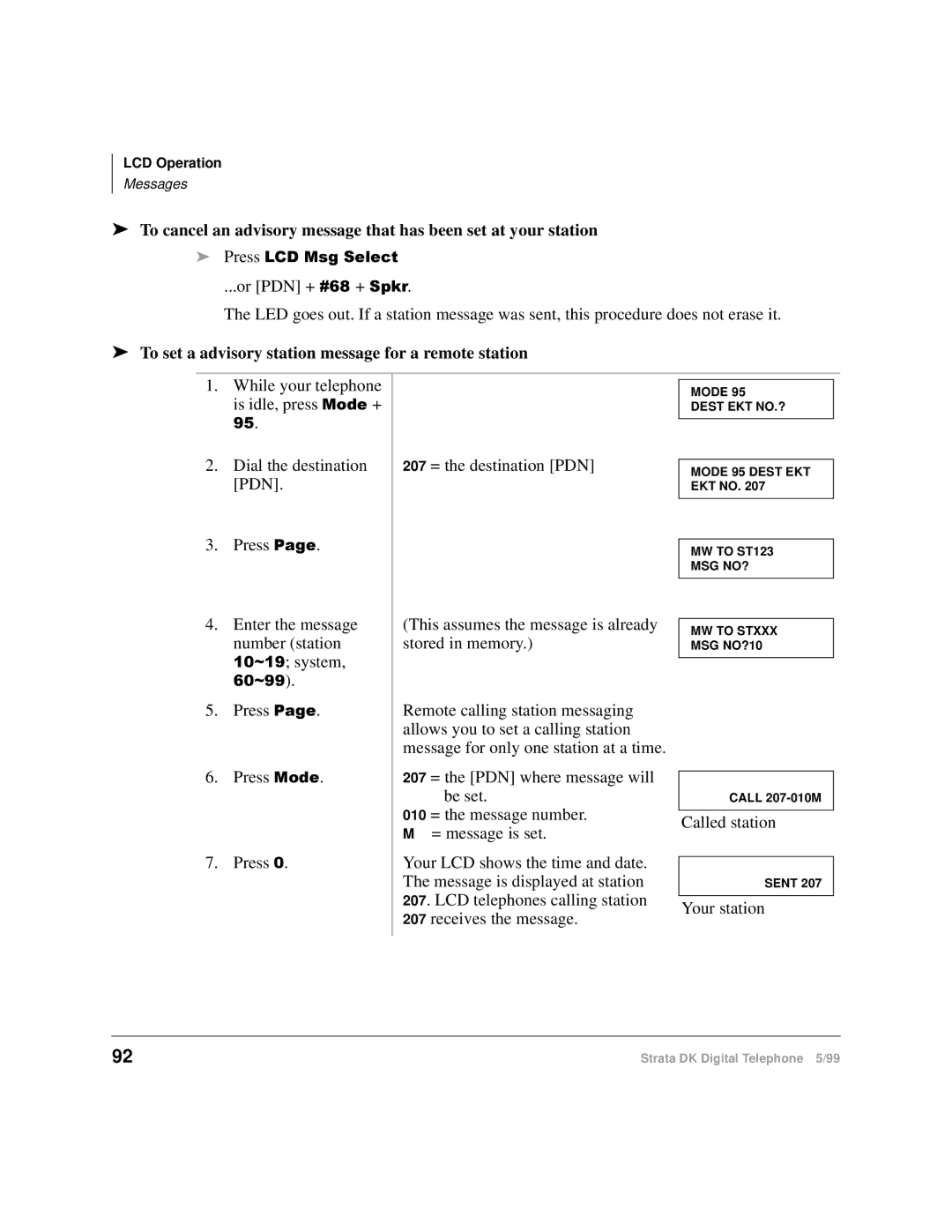 Toshiba CT manual To set a advisory station message for a remote station 