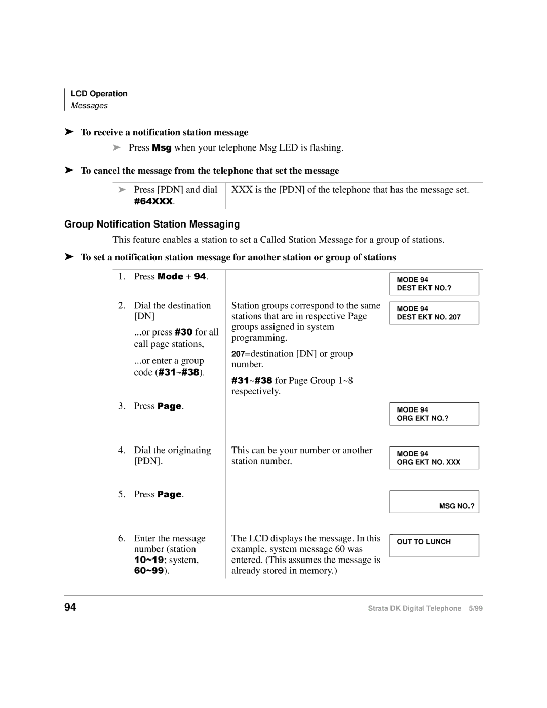 Toshiba CT manual To receive a notification station message, Group Notification Station Messaging 