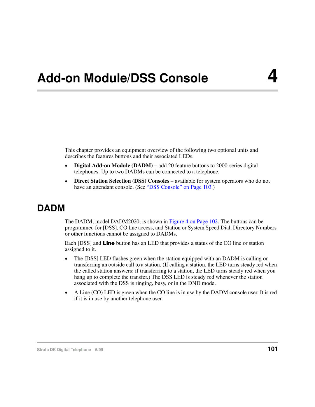 Toshiba CT manual Add-on Module/DSS Console, 101 