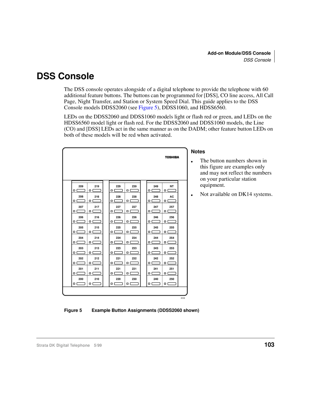 Toshiba CT manual DSS Console, 103 