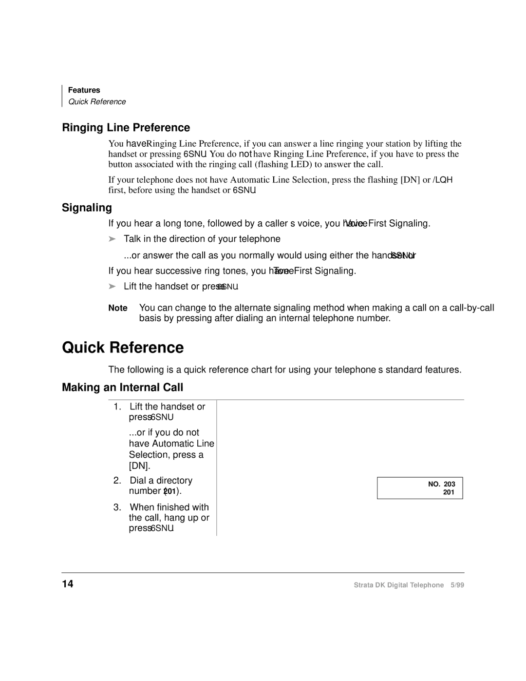 Toshiba CT manual Quick Reference, Ringing Line Preference, Signaling, Making an Internal Call 