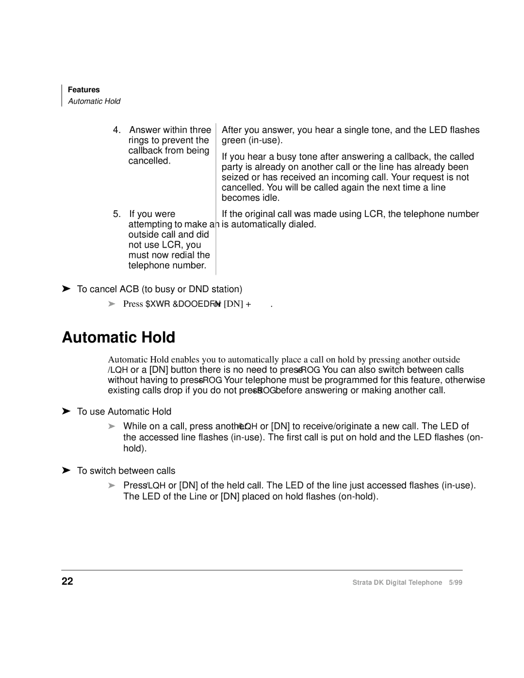 Toshiba CT manual To cancel ACB to busy or DND station, To use Automatic Hold, To switch between calls 