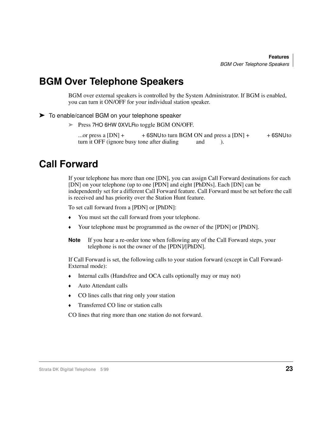 Toshiba CT manual BGM Over Telephone Speakers, Call Forward, To enable/cancel BGM on your telephone speaker 