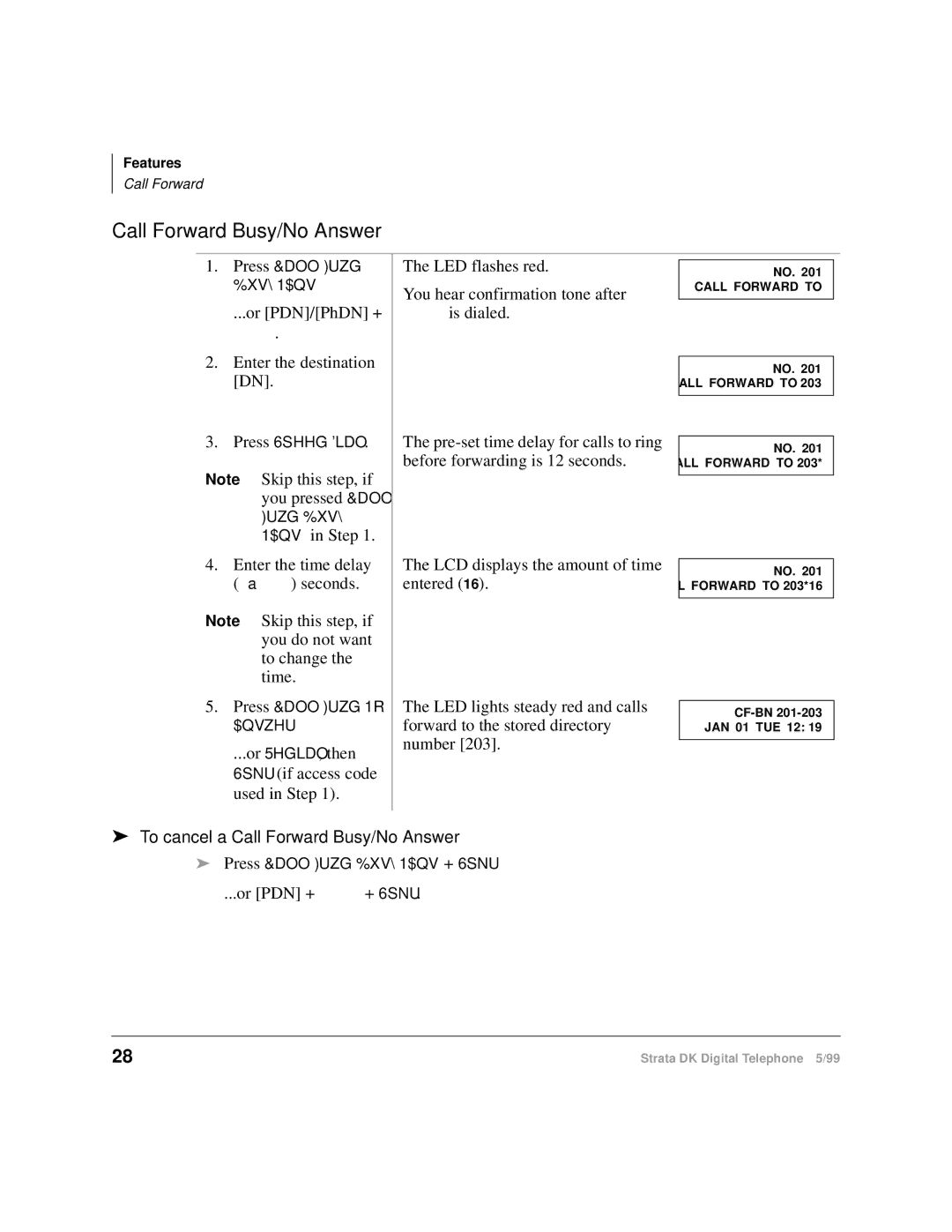 Toshiba CT manual To cancel a Call Forward-Busy/No Answer 