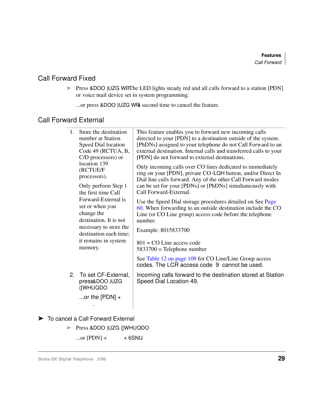 Toshiba CT manual Call Forward-Fixed, Call Forward-External 