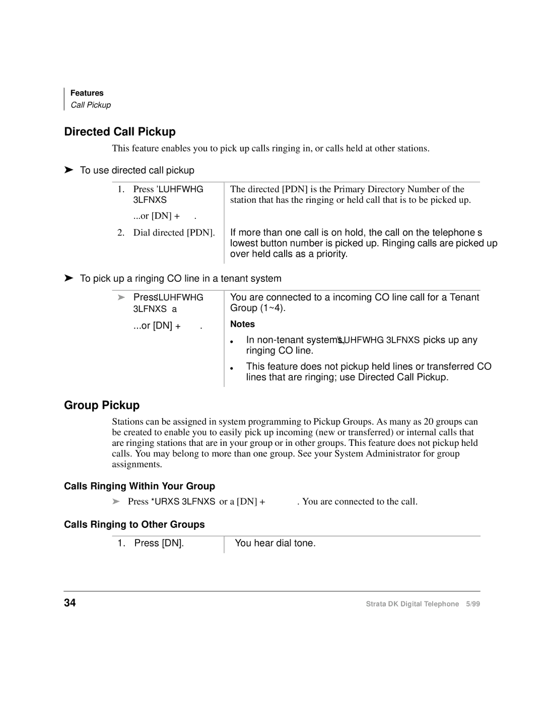 Toshiba CT manual Directed Call Pickup, Group Pickup, To use directed call pickup 