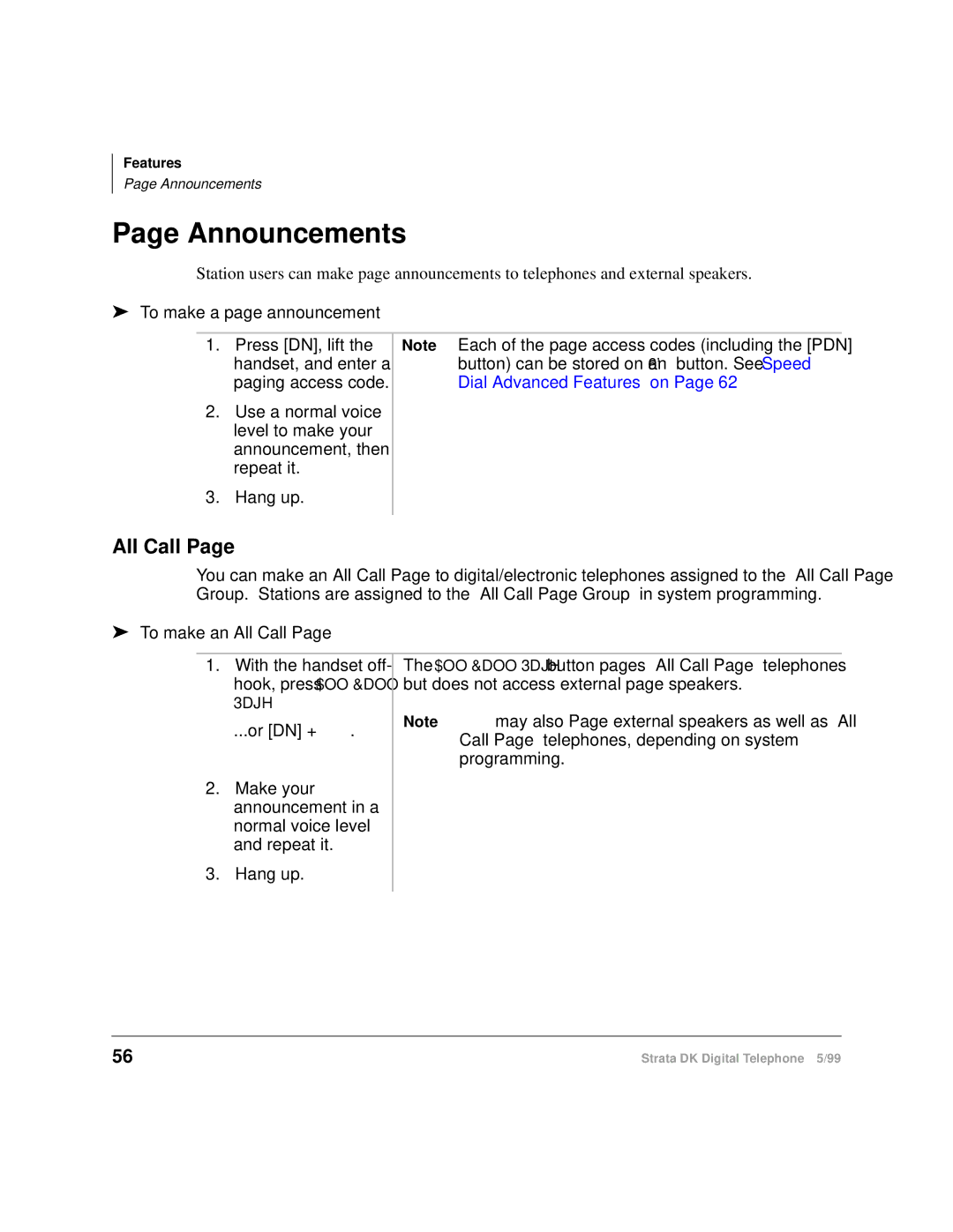 Toshiba CT manual Announcements, To make a page announcement, To make an All Call 