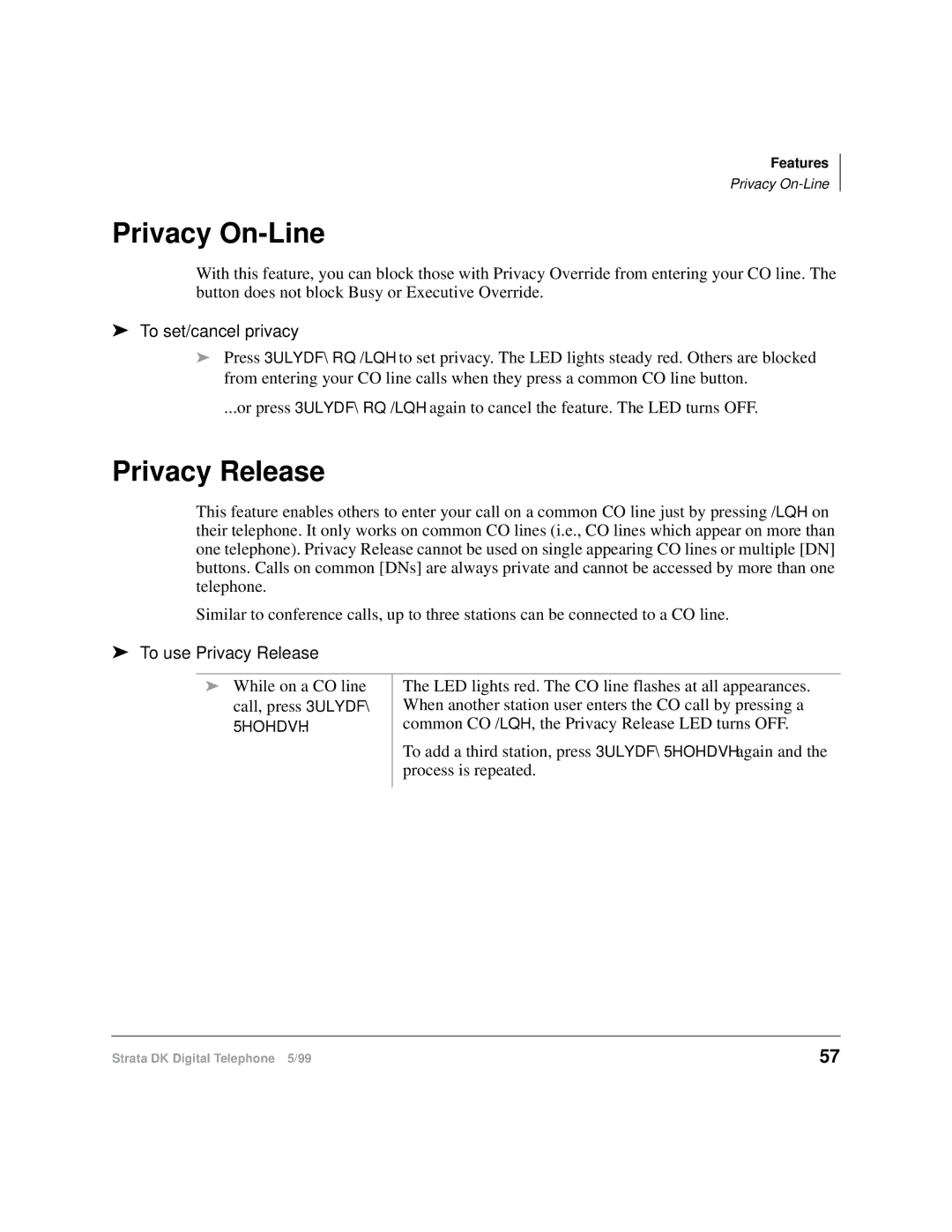 Toshiba CT manual Privacy On-Line, To set/cancel privacy, To use Privacy Release 