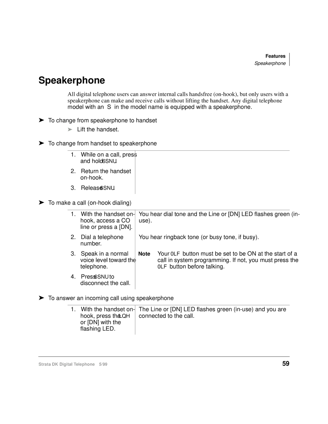 Toshiba CT manual Speakerphone, To change from speakerphone to handset, To change from handset to speakerphone 