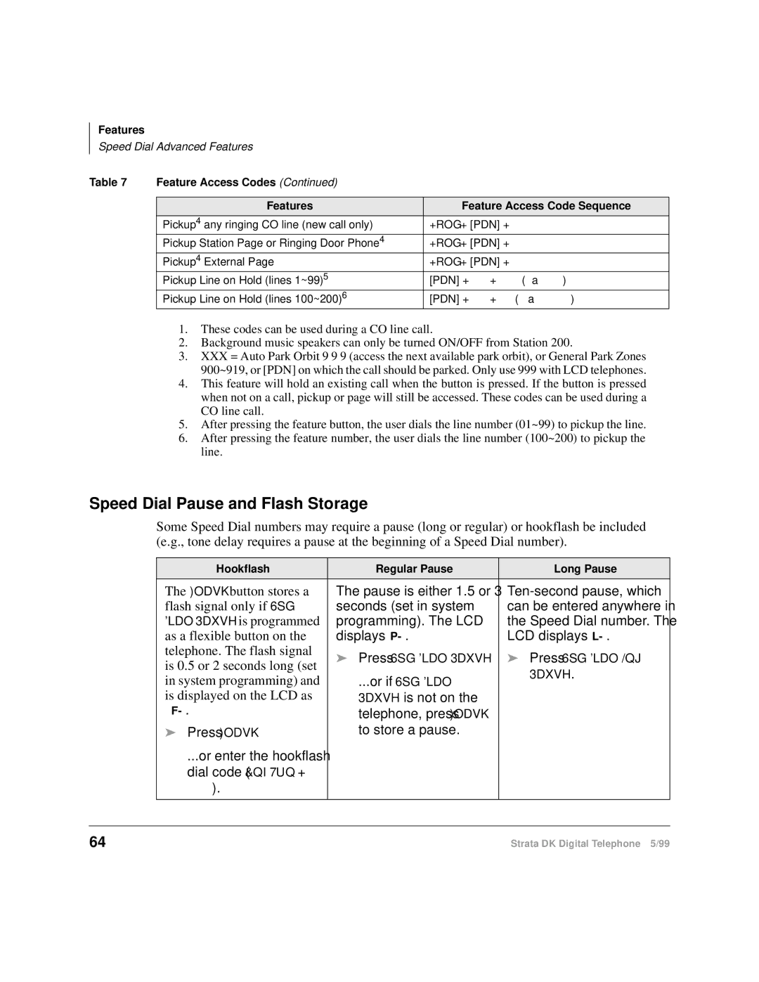 Toshiba CT manual Speed Dial Pause and Flash Storage 