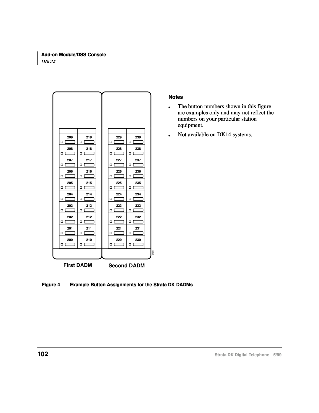 Toshiba CT manual First DADM, Second DADM, Strata DK Digital Telephone 5/99, 201 200, 221 220 