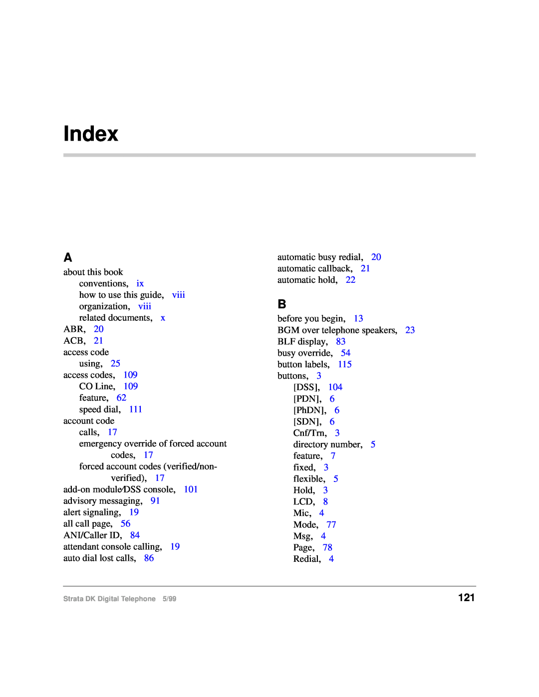 Toshiba CT manual Index 