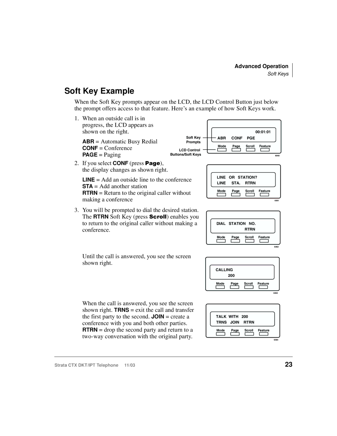 Toshiba CTX manual Soft Key Example 