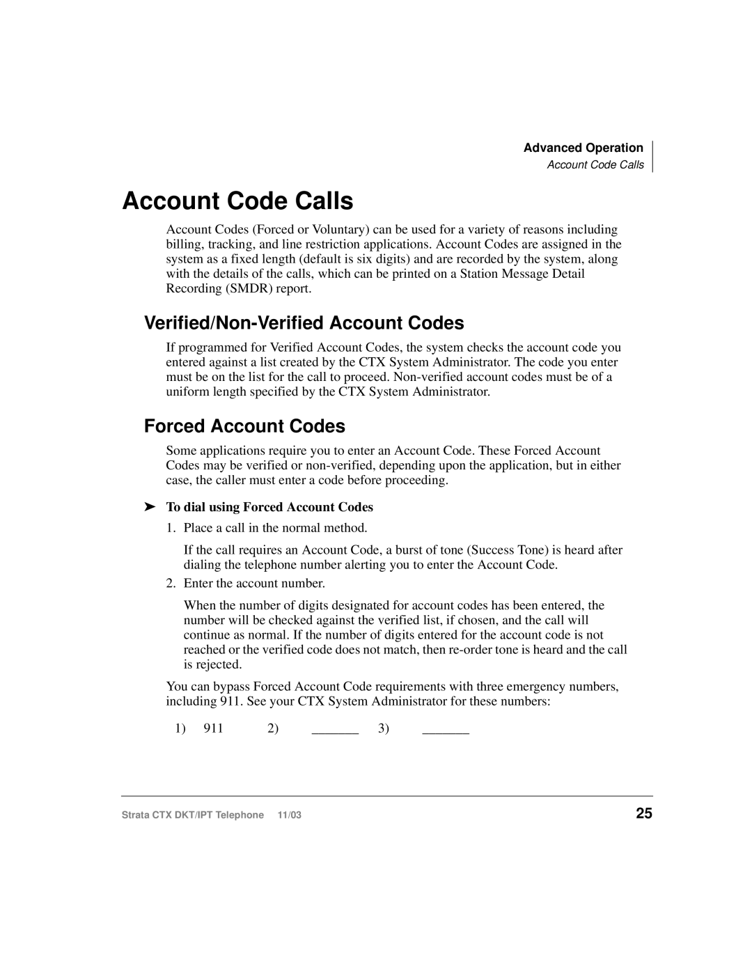 Toshiba CTX manual Account Code Calls, Verified/Non-Verified Account Codes, Forced Account Codes 