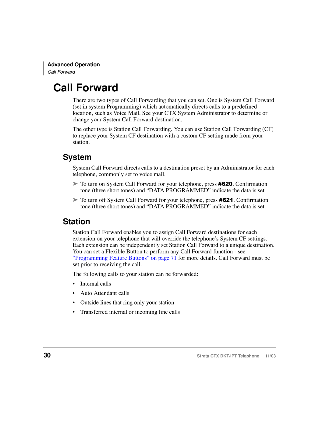 Toshiba CTX manual Call Forward, System, Station 