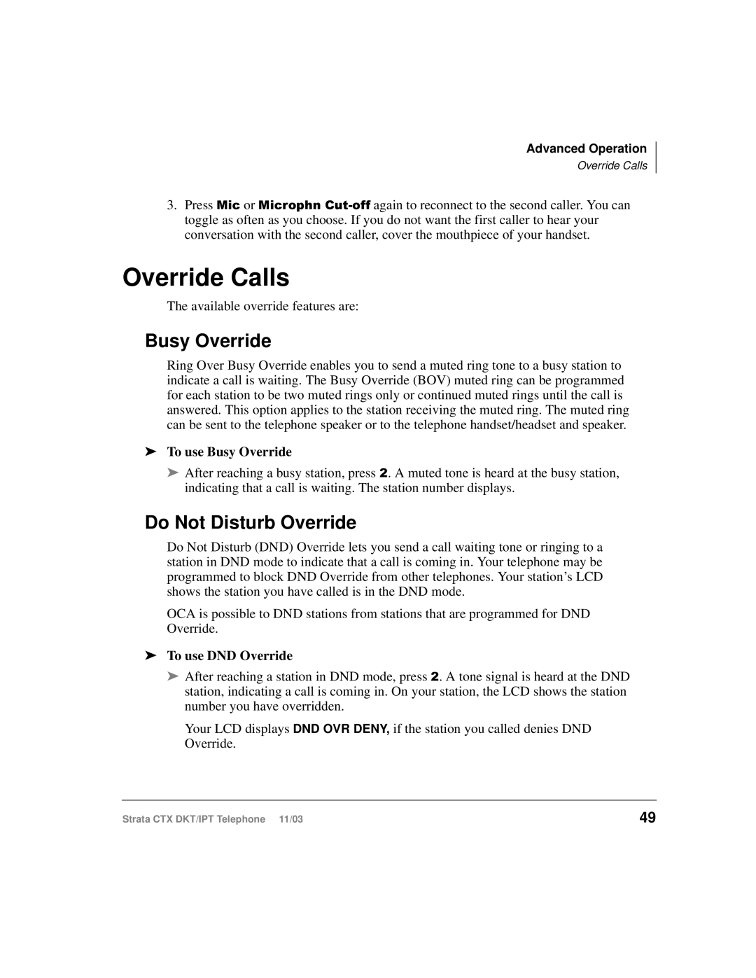 Toshiba CTX manual Override Calls, Do Not Disturb Override, To use Busy Override, To use DND Override 