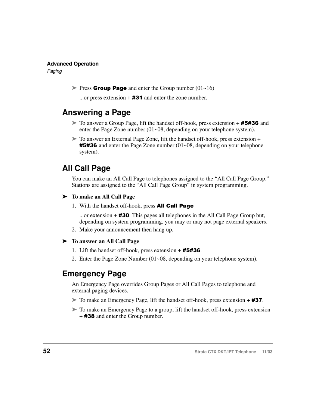 Toshiba CTX manual Answering a, Emergency, To make an All Call, To answer an All Call 