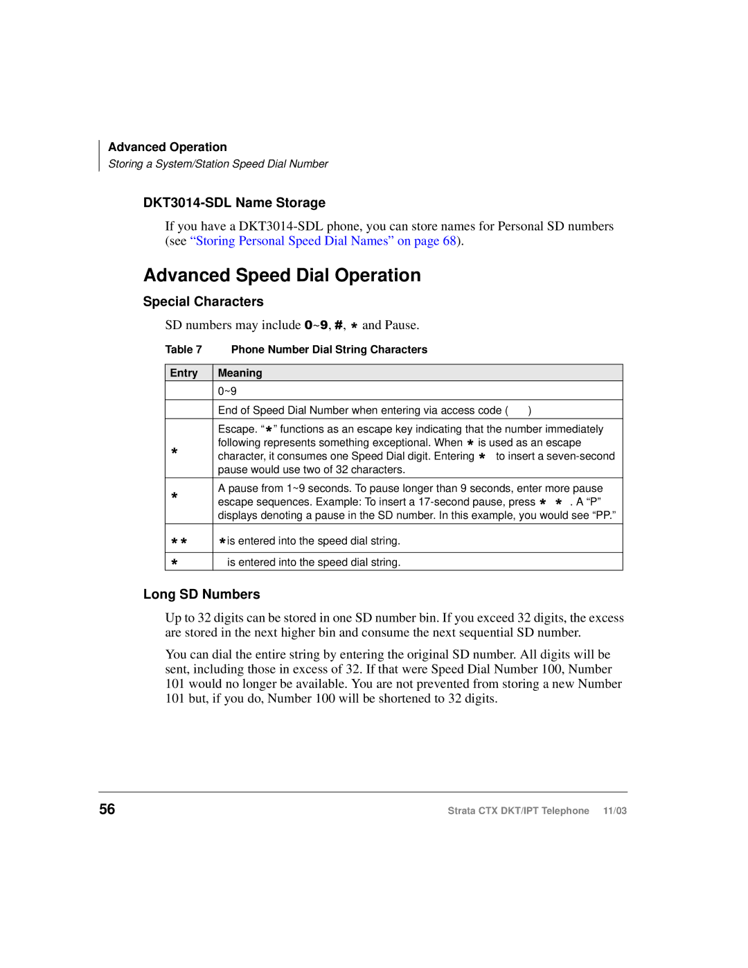 Toshiba CTX manual Advanced Speed Dial Operation, DKT3014-SDL Name Storage 