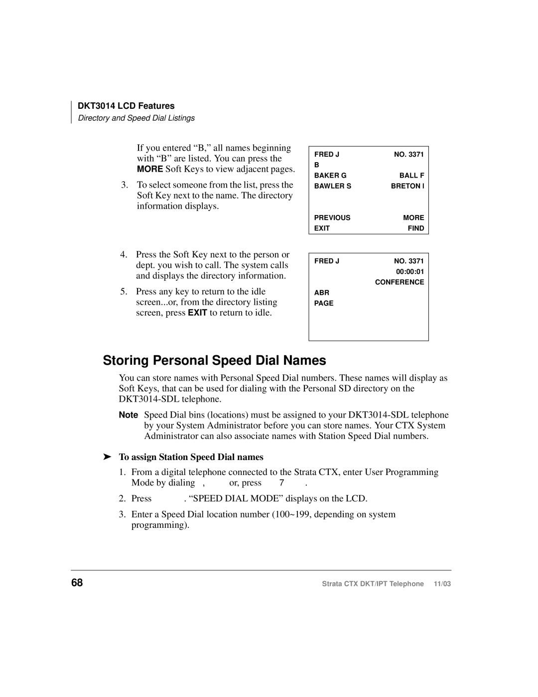 Toshiba CTX manual Storing Personal Speed Dial Names, To assign Station Speed Dial names 