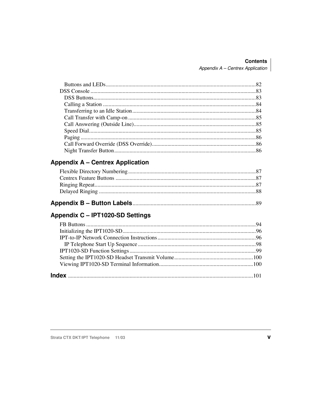 Toshiba CTX manual Appendix a Centrex Application 