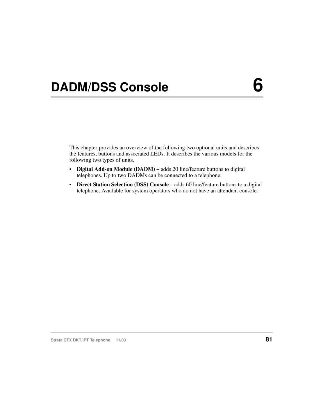 Toshiba CTX manual DADM/DSS Console 