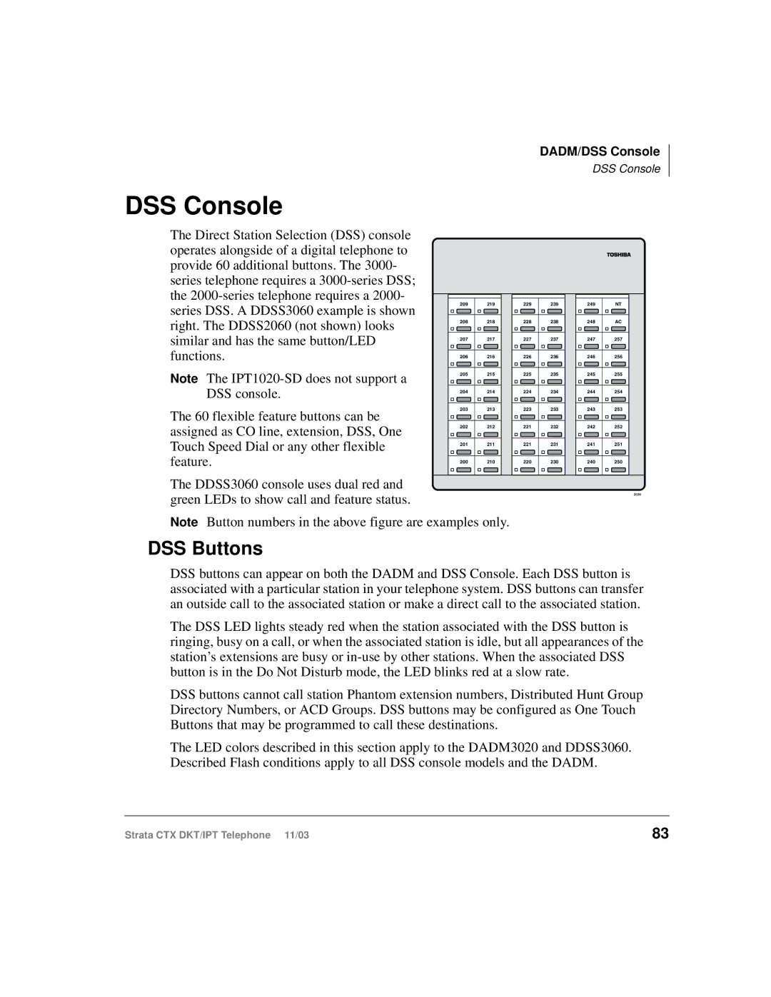 Toshiba CTX manual DSS Console, DSS Buttons 