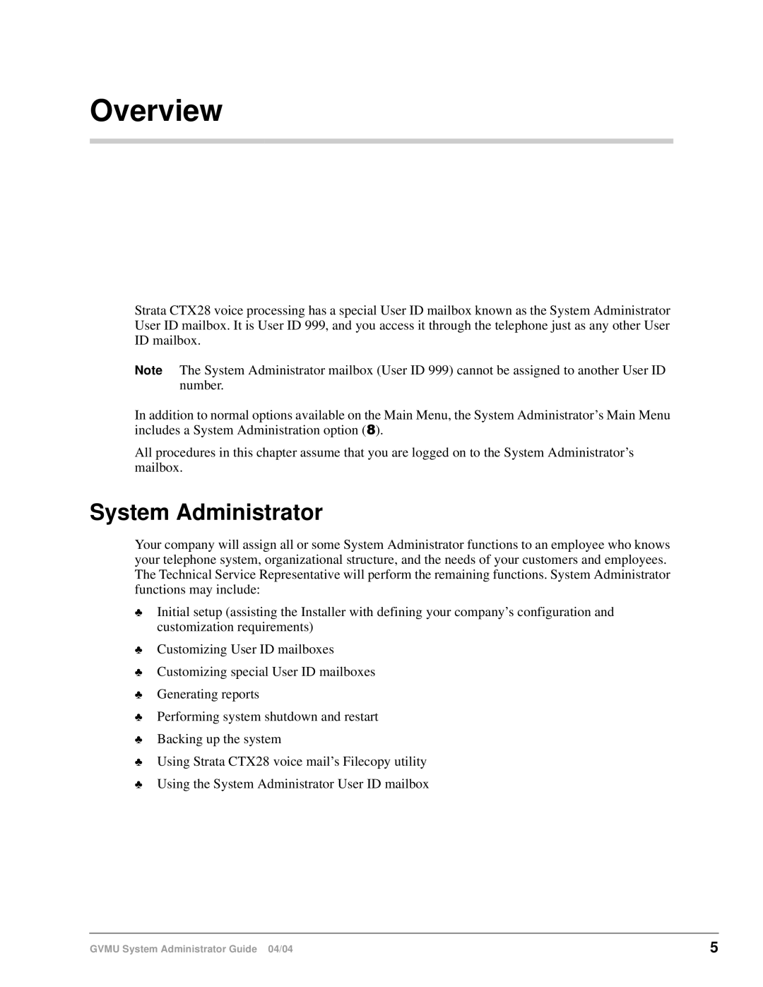 Toshiba CTX28 manual Overview, System Administrator 