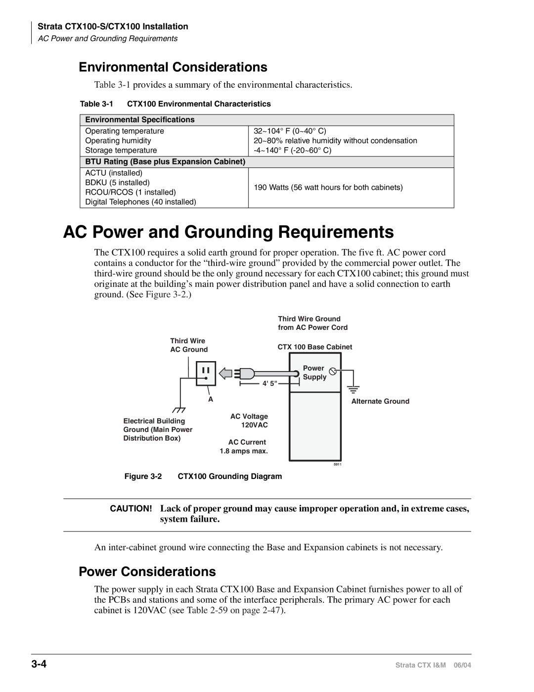 Toshiba CTX28 manual Environmental Considerations, Power Considerations, BTU Rating Base plus Expansion Cabinet 