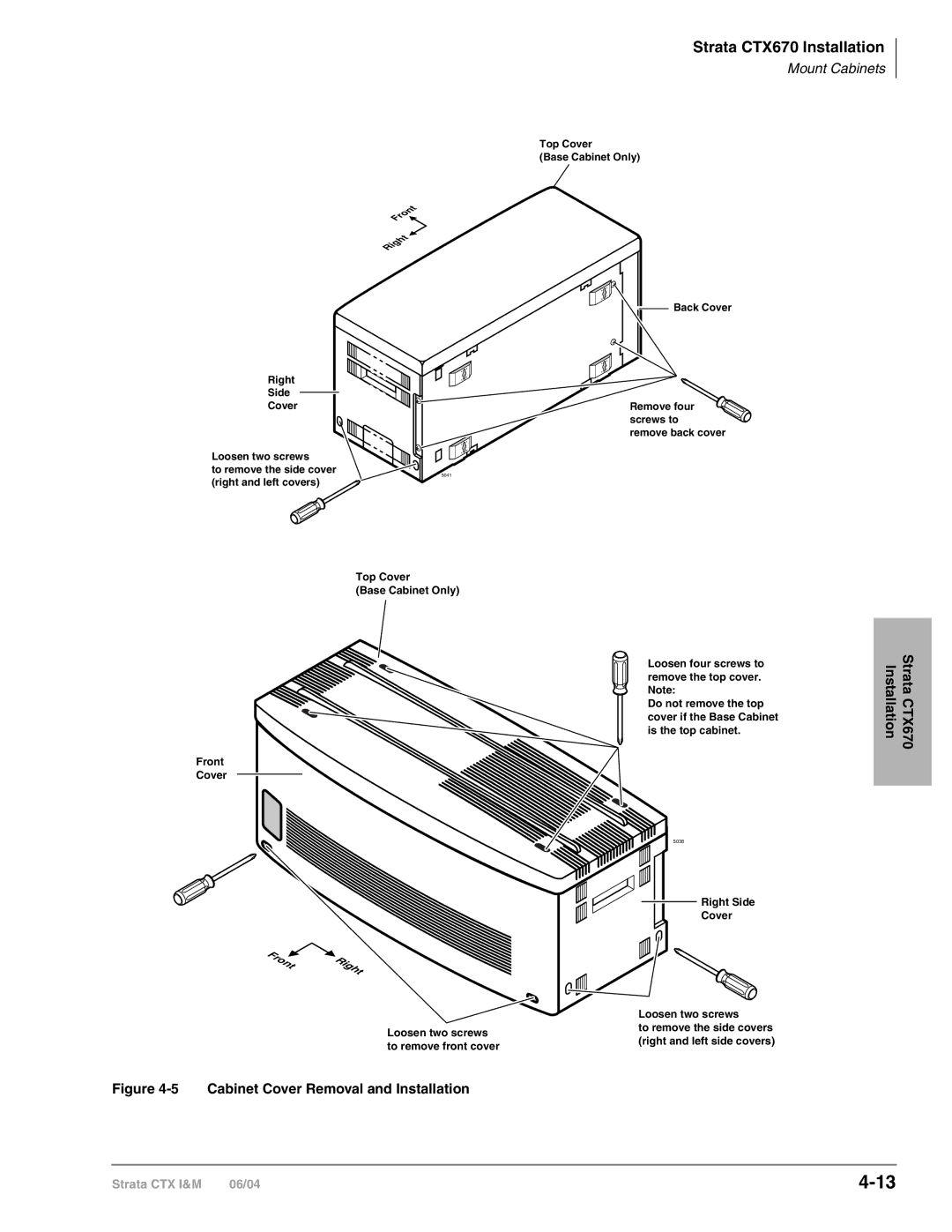 Toshiba CTX28 manual Cabinet Cover Removal and Installation 