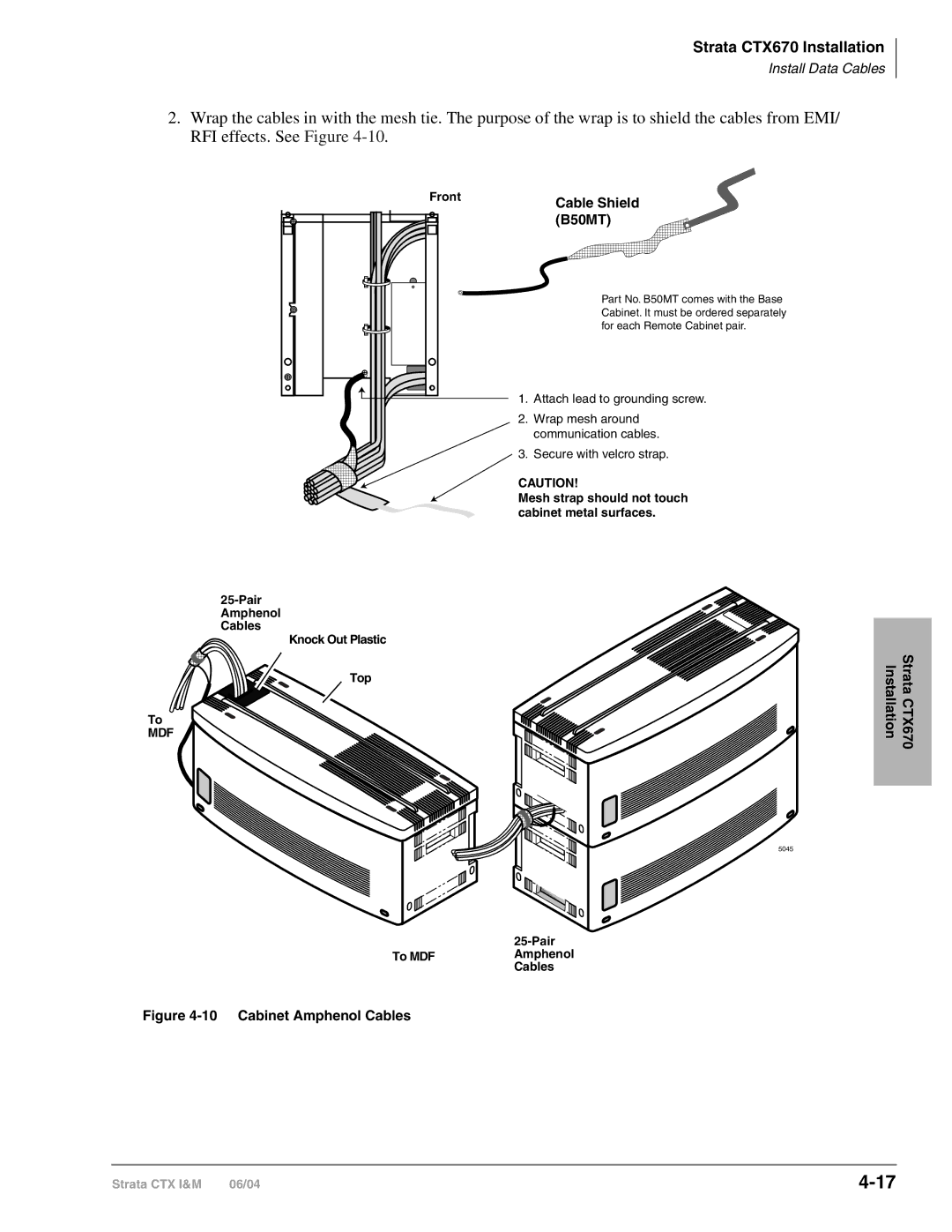 Toshiba CTX28 manual Cable Shield, B50MT, Pair Amphenol Cables Knock Out Plastic Top, Pair To MDFAmphenol Cables 