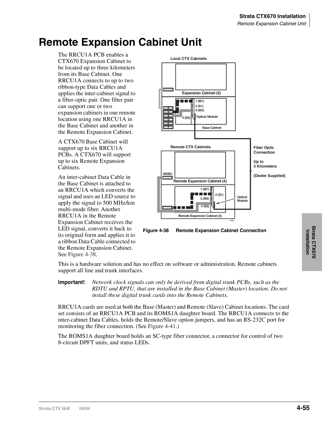 Toshiba CTX28 manual Remote Expansion Cabinet Unit, Remote Expansion Cabinet Connection 