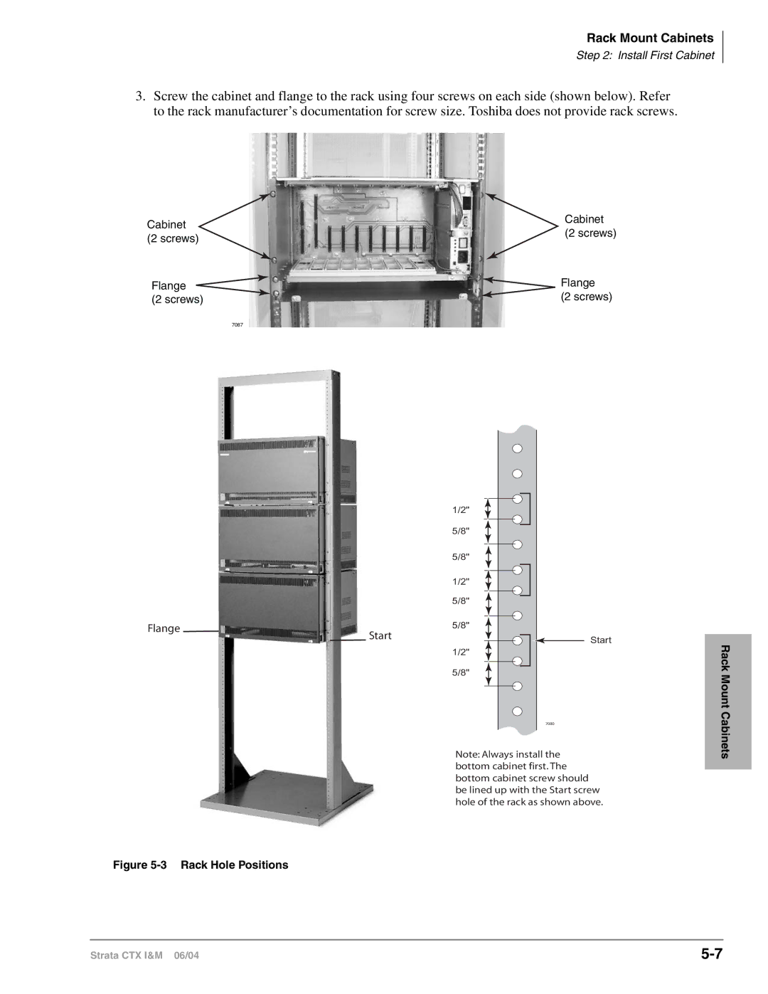 Toshiba CTX28 manual Rack Hole Positions 