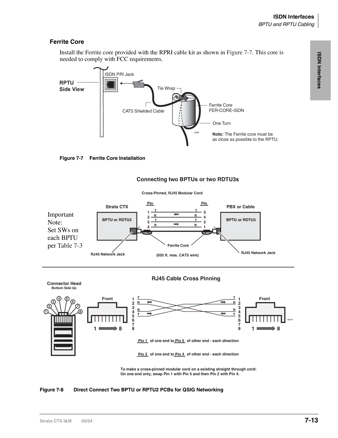 Toshiba CTX28 manual Ferrite Core Installation 